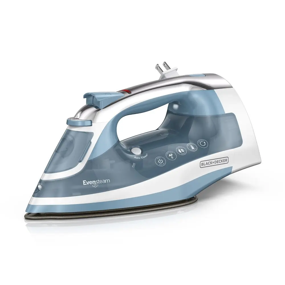 BLACK+DECKER Gray Steam Garment Iron with Retractable Cord, 1200 Watts Aluminum Plate for Ironing Clothes & Clothes Care, Iron Clothes, Pivoting Cord Steam Burst Function