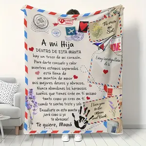 A Letter to My Son & My Daughter Custom Blanket Soft Throw Blanket for Couch Cozy Spanish Alphabet Heart Design Gifts for my son & daughter on Easter gift Ideal Gift for Birthdays Back-to-School Graduation