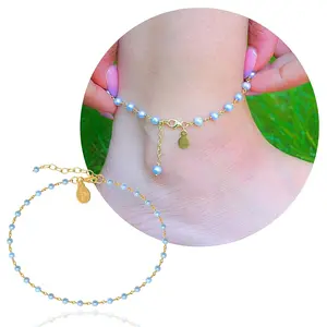 Dainty Gemstone Anklet for Women – 10 Inch Adjustable Anklet with 1 Inch Extender, Gold or Silver Plated Foot Jewelry, Minimalist Boho Style Gift