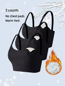 Maternity Solid Adjustable Strap Thermal Underwear, Warm Comfortable Breastfeeding Vest, Maternity Underwear for Fall & Winter Valentine's Day, gift, Maternity Nursing Tops