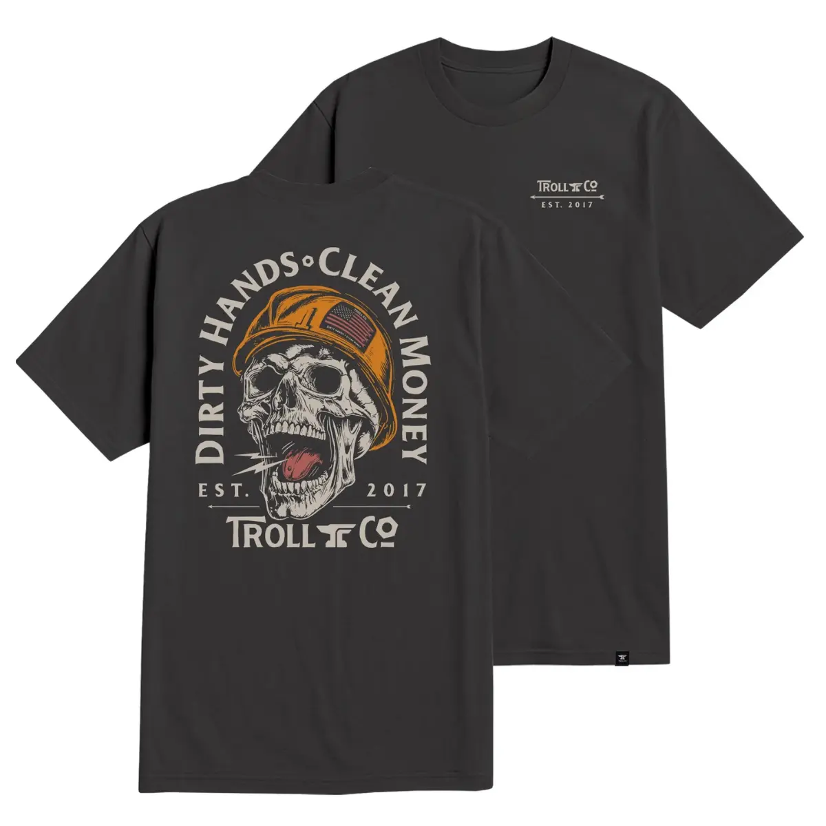 Casual Short-Sleeve Round Neck T-Shirt for Blue Collar Workers - Skull Hard Hat Graphic Top, Construction Pride Funny Labor Job Outfit, Shortsleeve, Tshirt, Skull Print, Streetwear, Menswear, Graphic Tee