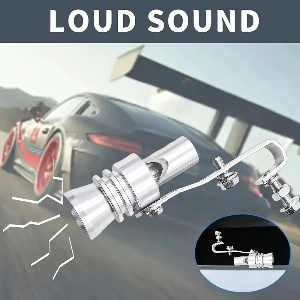 Aluminum Alloy Turbo Sound Whistle, Automotive Adjustable Sound Simulator with Wrench and Screws, Exhaust Pipe Header Simulator, Car/motorcycle/truck