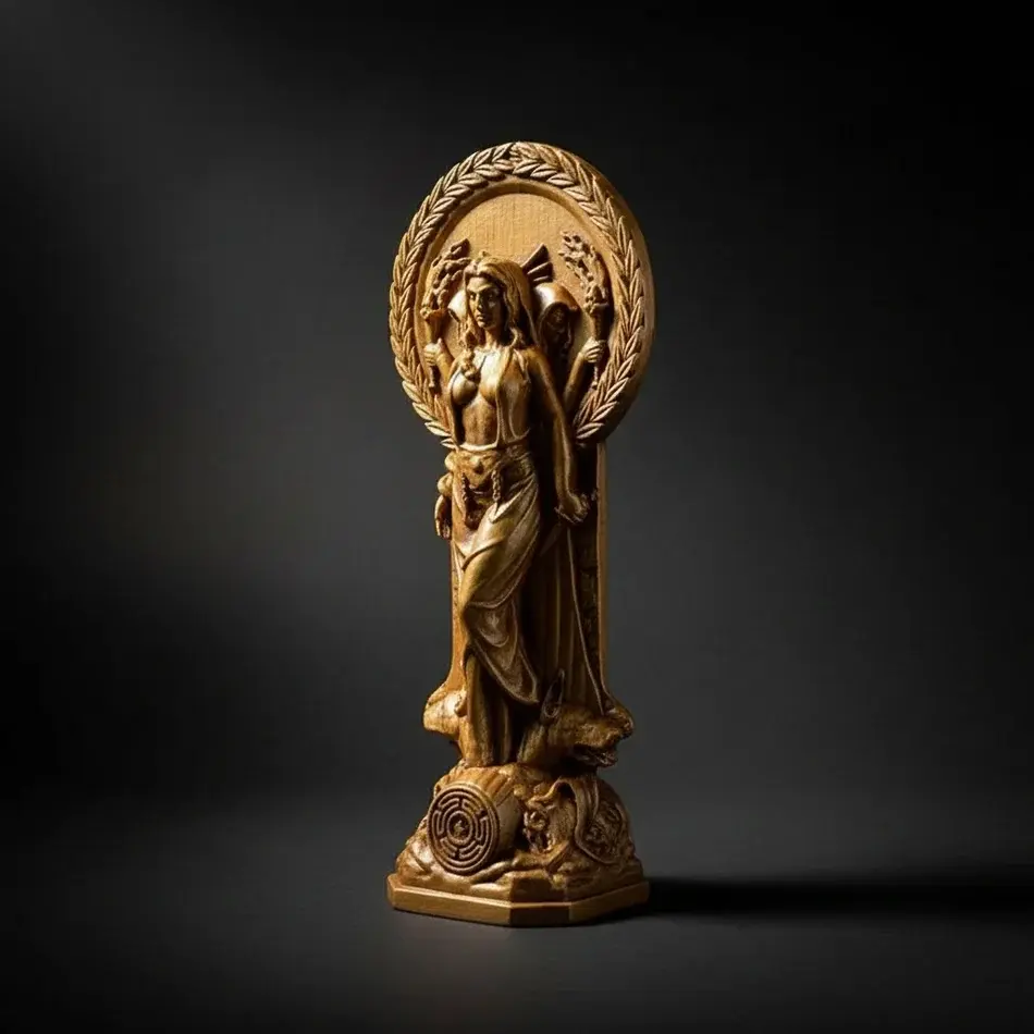 Greek Hecate Statue - Crossroads Deity Figure, Decorative Witchy Decor for Witchcraft Aesthetic & Devotion Home Ornaments, Thresholds