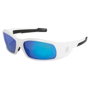 MCR Safety Swagger SR1 Safety Glasses White Frame with Blue Diamond Mirror Lenses