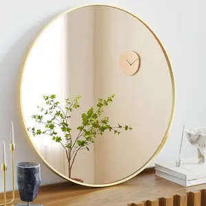 20"/24"/30" Round Wall Mirror – Bathroom, Entryway & Bedroom Circle Mirror for Vanity & Over Sink, Black and Gold Color