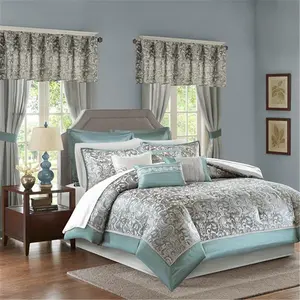 212 MAIN Madison Park Brystol 24-Piece Reptile & Amphibian Decorative Bedding Set - Teal King Size, King Comforter-Style Habitat Decoration, Paisley Print, Embroidered Pillows