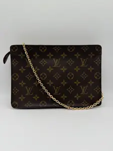 Pre-owned Louis Vuitton Coated Canvas Clutches & Wristlets Monogram Pochette Homme
