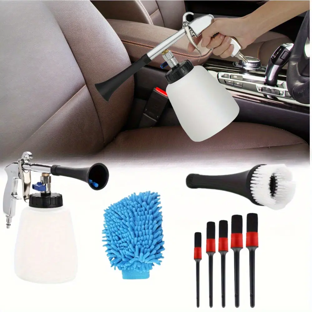 1 Set Tornado Car Wash Tool,Including 1 Spray Bottle,1 Cloth,5 Brushes,Revolutionary Air Dust Cleaner (US Type Connector),Powered Dust Cleaner for Engine Compartments and Interior Detailing,Tools & Hardware