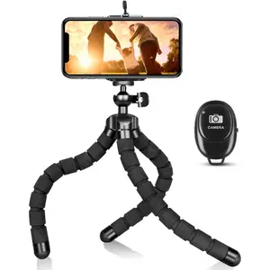 Phone Tripod Mini Flexible Cellphone Camera Tripod Stand Holder with Remote and Universal Clip for  15 14 13 12 Pro Max 11 Mini 10 XR X Android Octopus Tripods  Stand Video Recording