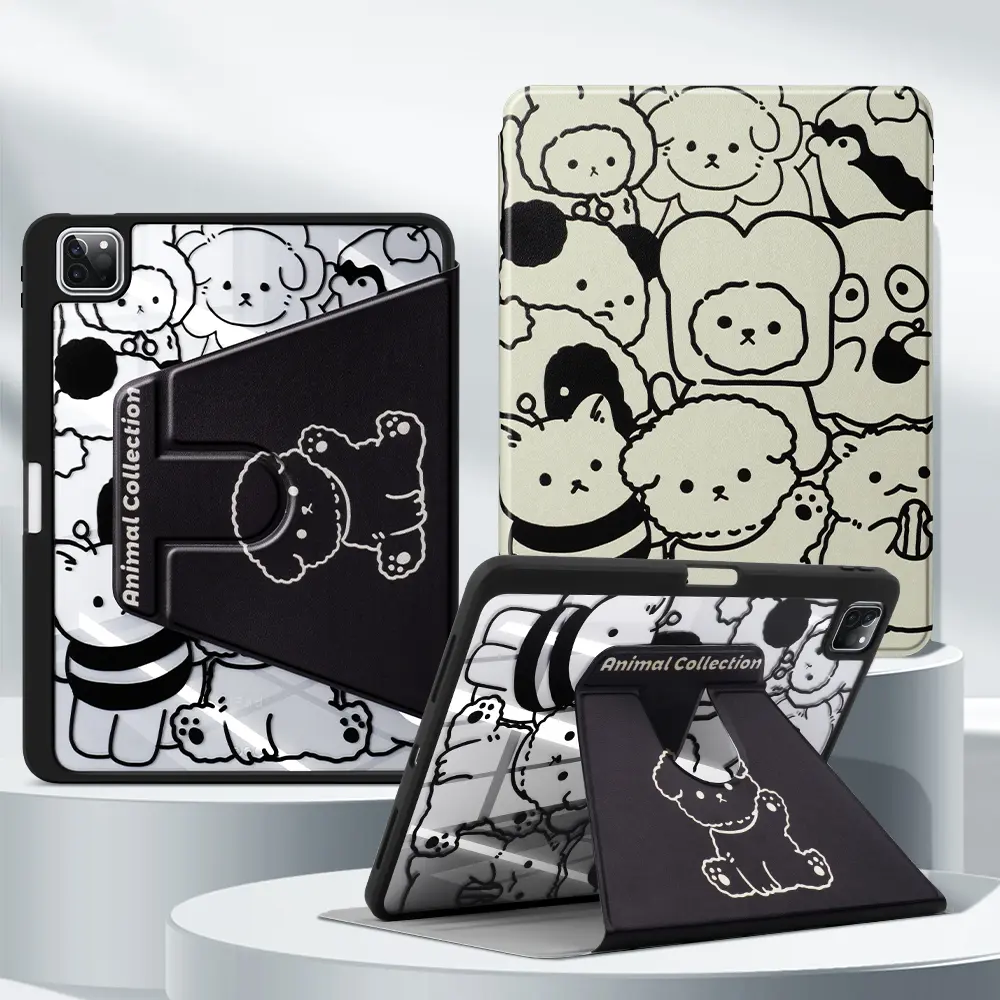 Animal Collection Compatible With iPad A16 Air 11 13 M3 Mini 7 A17Pro Air 11 13 M2 Pro 11 13 M4 Case, Ipad Pro 12.9 Air 5 4 10.9 10th 7/8/9th Generation Mini 6 360° Rotating Cover, Rotatable Tablet Cover