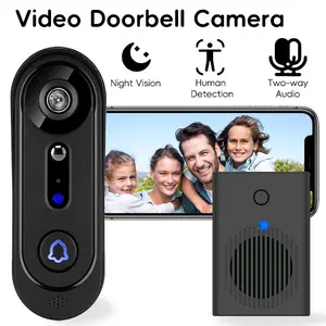 Wireless WiFi HD Video Doorbell Camera with Indoor Chime, Two-way Audio Talks, Night Vision, Ai Human Detection, Cloud Storage, Family Sharing, Easy to Installation