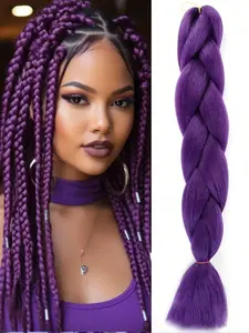 24-Inch Synthetic Fiber Jumbo Braids Hair Extensions, Knotless Braids, Perfect for Party Looks & Everyday Style, Durable & Versatile