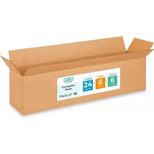 Long Moving & Shipping Boxes 24x6x6 inches (10-Pack) - Extra Strength 200 lb vs Regular - Corrugated Shipping Boxes for USPS/UPS/FEDEX - Cardboard Packing Box - Packing Box by IDL Packaging
