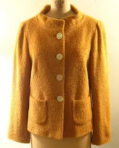 Vintage Alpaca Jacket Pea Coat Orange - Pearl Buttons