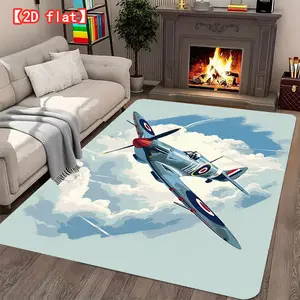 2D flat large best-selling velvet carpet, a fighter jet flying in the sky. Suitable for living room, foyer, bedroom, and game room modern home decor carpet.