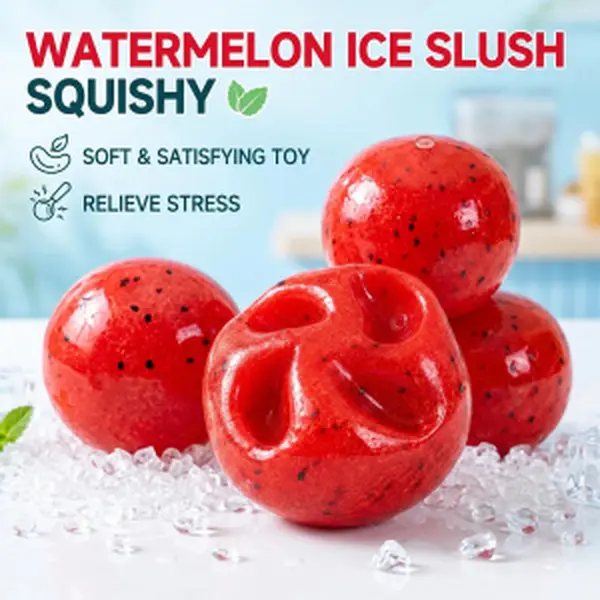 Unisex Watermelon Squishys Toy - 1pc Glossy Gel-Filling, Soft Stretchy Squeeze, Red Seed Print, Sensory Friendly Tactile Play Desk Item, Office Stress Relief Party Favor, Kids+Adults