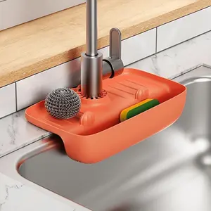 Kitchen Sink Drain Rack, Splash Proof Sink Drain Rack, Non-slip Countertop Mat, Kitchen Rag Sponge Wipe Drain Storage Rack