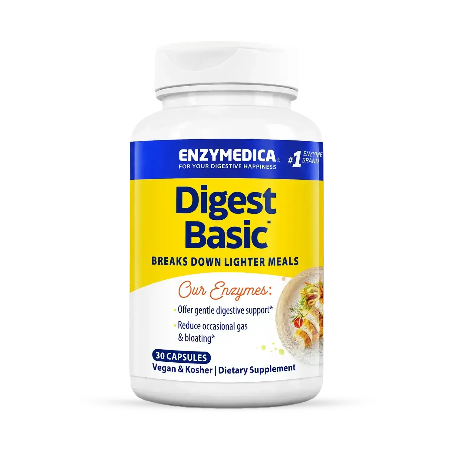 Enzymedica Digest Basic - Digestive Enzyme Supplement for Women & Men, Enzyme Capsules for Digestion, Gut Health Support, Helps Gas & Bloating, Energy Support, For Sensitive Stomachs