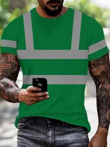 Men's Short Sleeve T-Shirt, Construction Safety Round Neck Top, Fashionable Comfort Design, Ideal for Daily Wear, Perfect Gift Choice