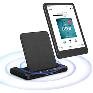 Wireless Charging Base & Audiobook Speaker Set, Storage Stand, Compatible with Kindle Paperwhite, iPhone, Samsung, Smartphone, Cellphone, Unisex Gift, Mobile Phone Charger