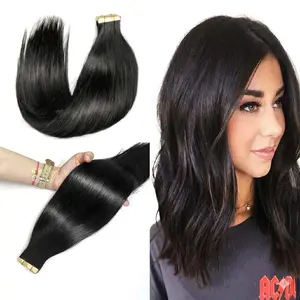 JOPEAR 100g=$68 100% Real Tape In Hair Extensions Human Hair 50G-200G 22 Inch Natural Color Invisible Seamless PU Raw Straight Hair Extensions