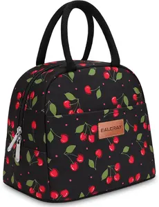 Reusable Insulated Lunch Tote – BALORAY Lunch Bag for Women & Men, Leakproof Lunch Box for Work, Office, Picnic & Travel (Cherry, Medium)