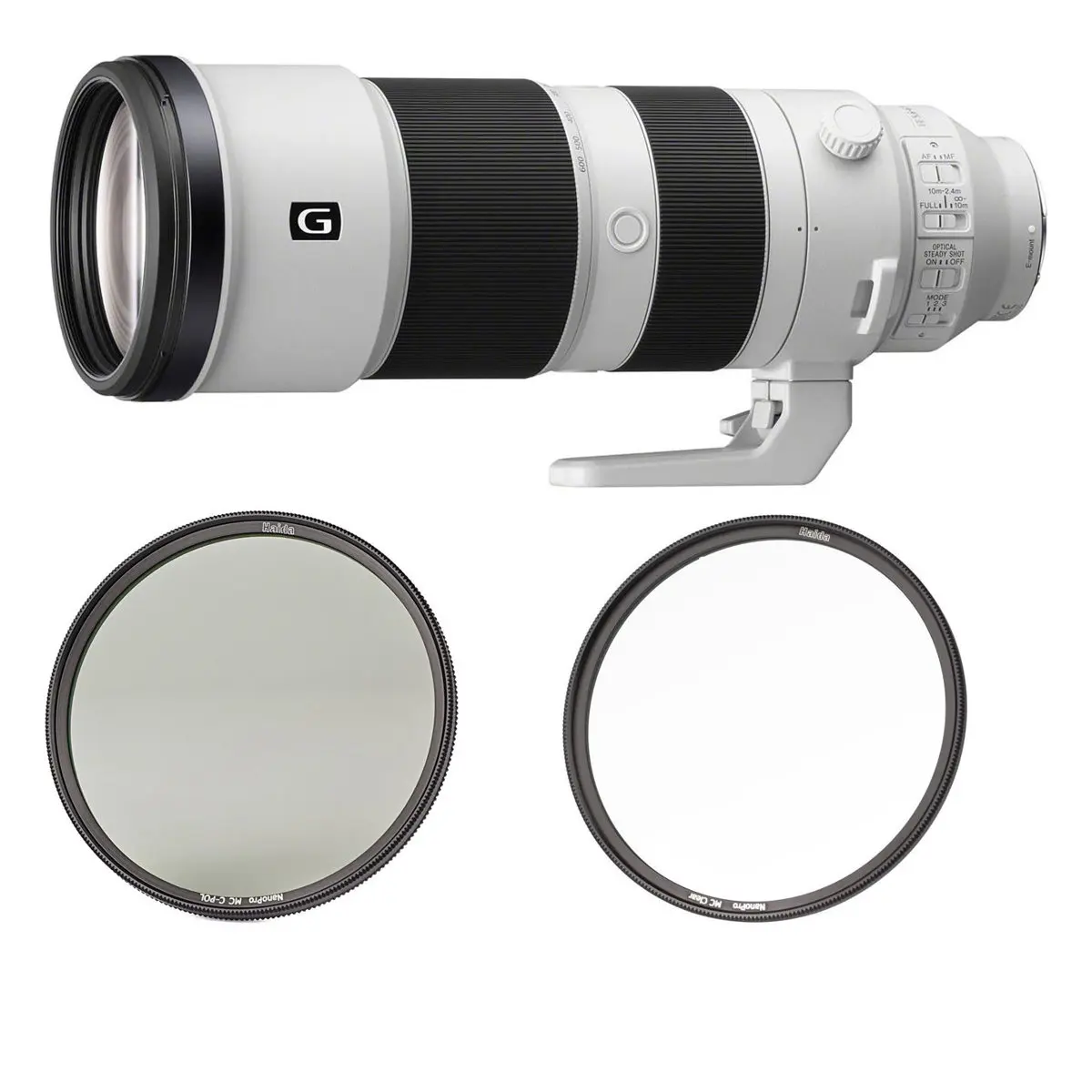 Sony FE 200-600mm f/5.6-6.3 G OSS Lens for Sony E, Bundle with Haida 95mm NanoPro MC CPL+Clear Filter Kit