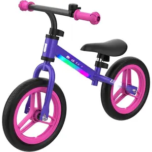 KS12 Balance Bike for 2-5 Years Old, 12" Toddlers Bike with LED Light&Bell, Adjustable Soft Seat&Handlebar, Flat-Free Tires&Easy Assembly, Lightweight&No Pedal, Kids Toy Gift for Boys Girls