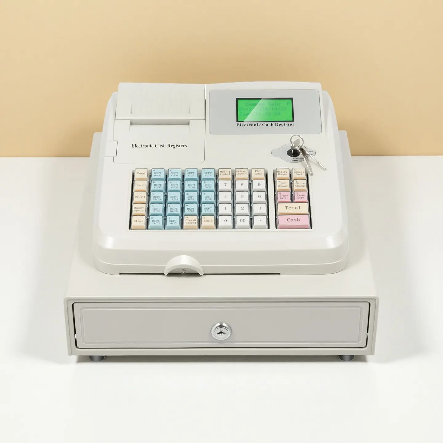 CNCEST Electronic Digital Cash Register with 48-Key Lockable Drawer, Lockable Money Box, Thermal Paper Printer, USB Connectivity, Inventory Management, US Standard Power Cord, English Manual for Restaurants, Supermarkets (Includes CD & Adapter), Thermal P