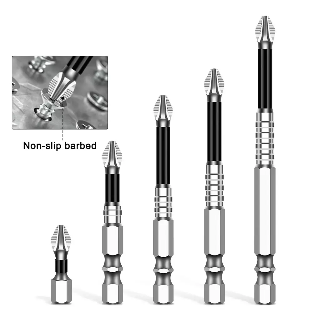 K5 Anti-Slip Magnetic Phillips Screwdriver Bit Set, 5PCS High Hardness Impact Driver Bits, 1/4" Hex Shank, Heavy Duty for Power Tools & DIY