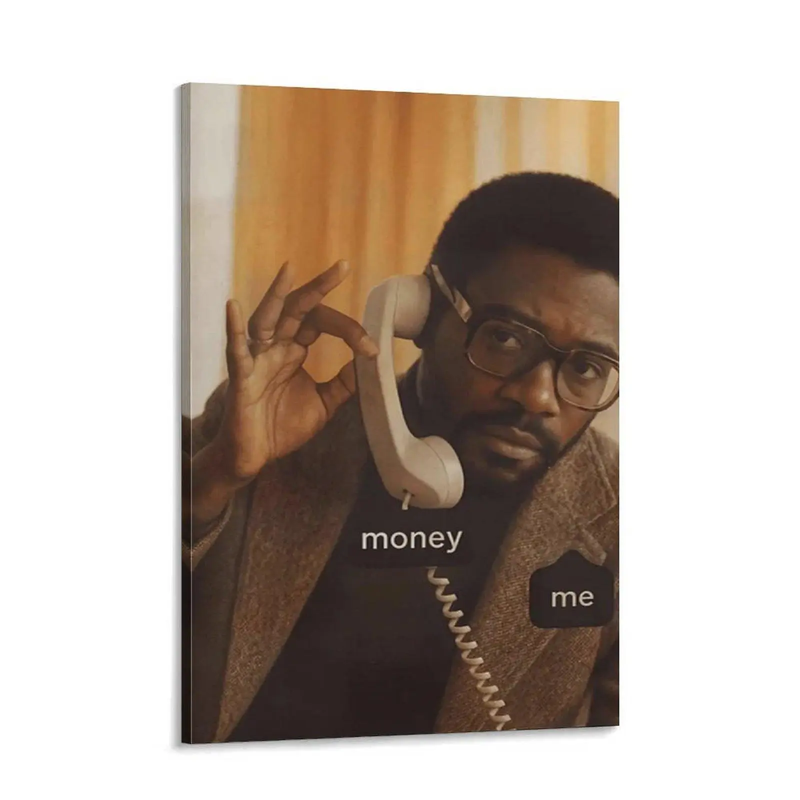 Money Calling Vintage Phone Wall Art - Customizable Decorative Canvas Print, Hustle Entrepreneur Office Decor, Retro Aesthetic House Decor, Wonderful Gift for Garden-Inspired Spaces