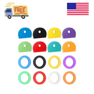 16 Pack Colorful Plastic Key Cap Tags and Identifier Covers for Standard Flat House Keys, 2 Styles