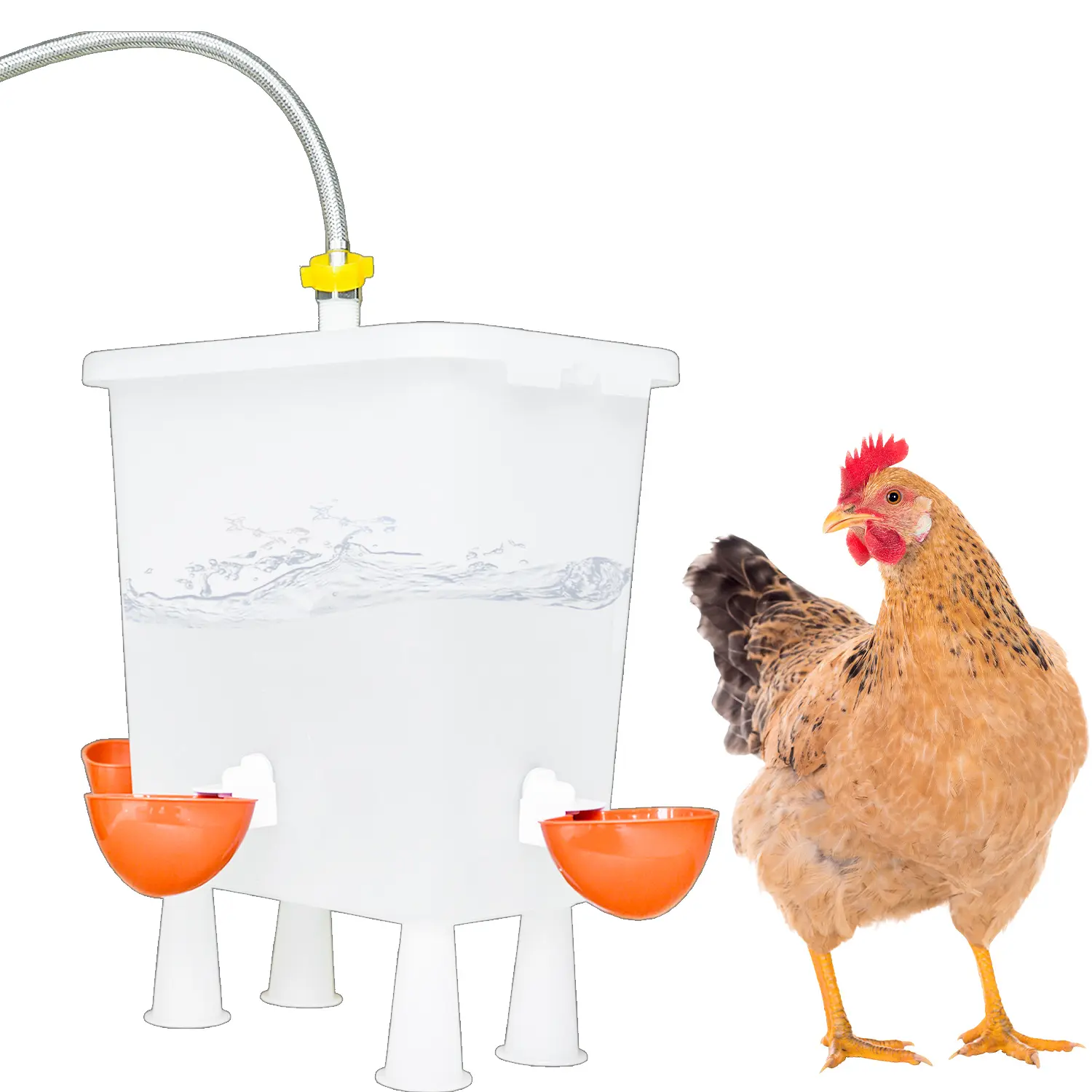 Auto Chicken Waterer Kit with Float Valve, Smart Refill Poultry Drinker Cups for Chickens, Ducks & Turkeys