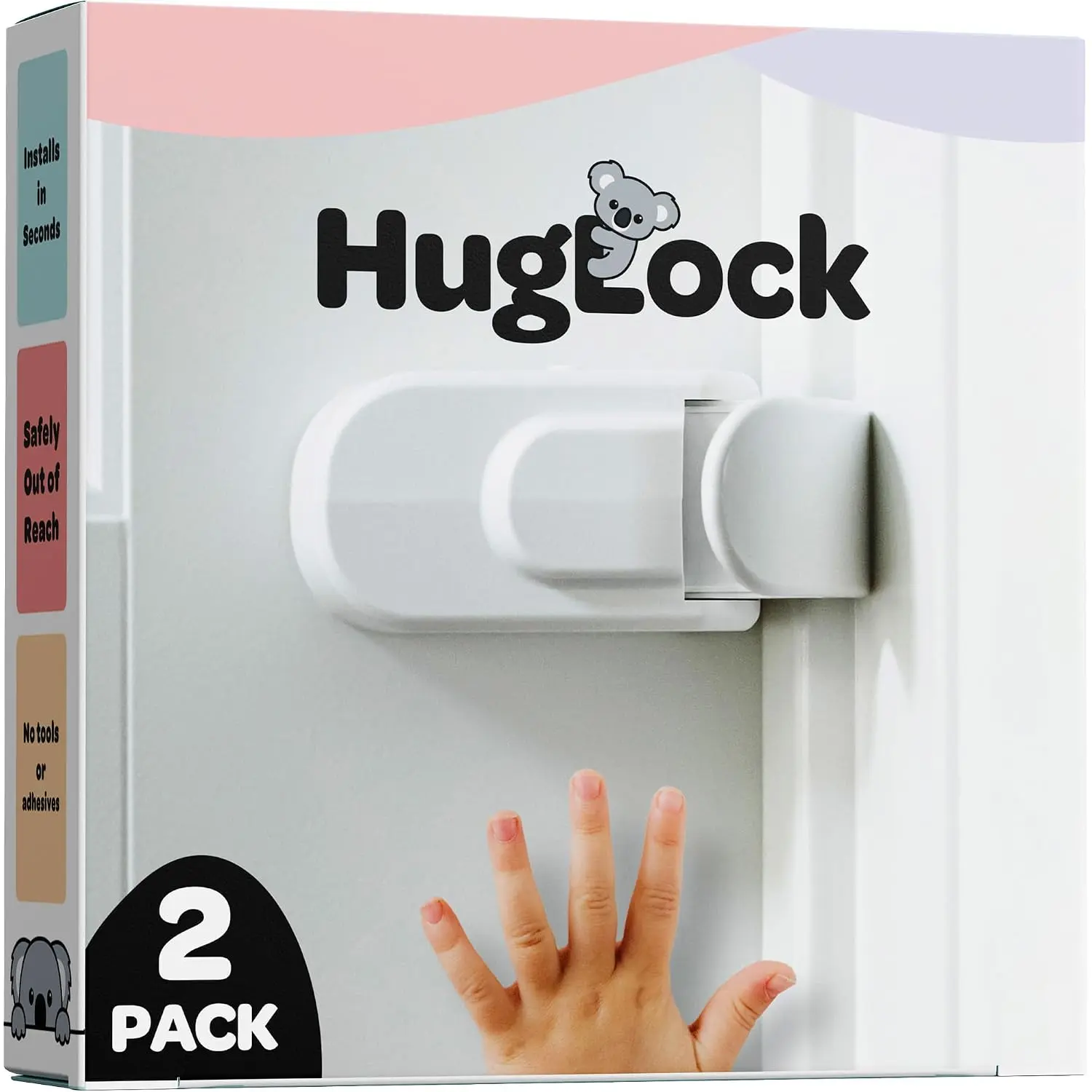 Quickly installable door lock, unobtainable or unbreakable - no tools or glue required - suitable for door handles, pulls or door catches - anti-misdoor-opening safety lock, suitable for children to use