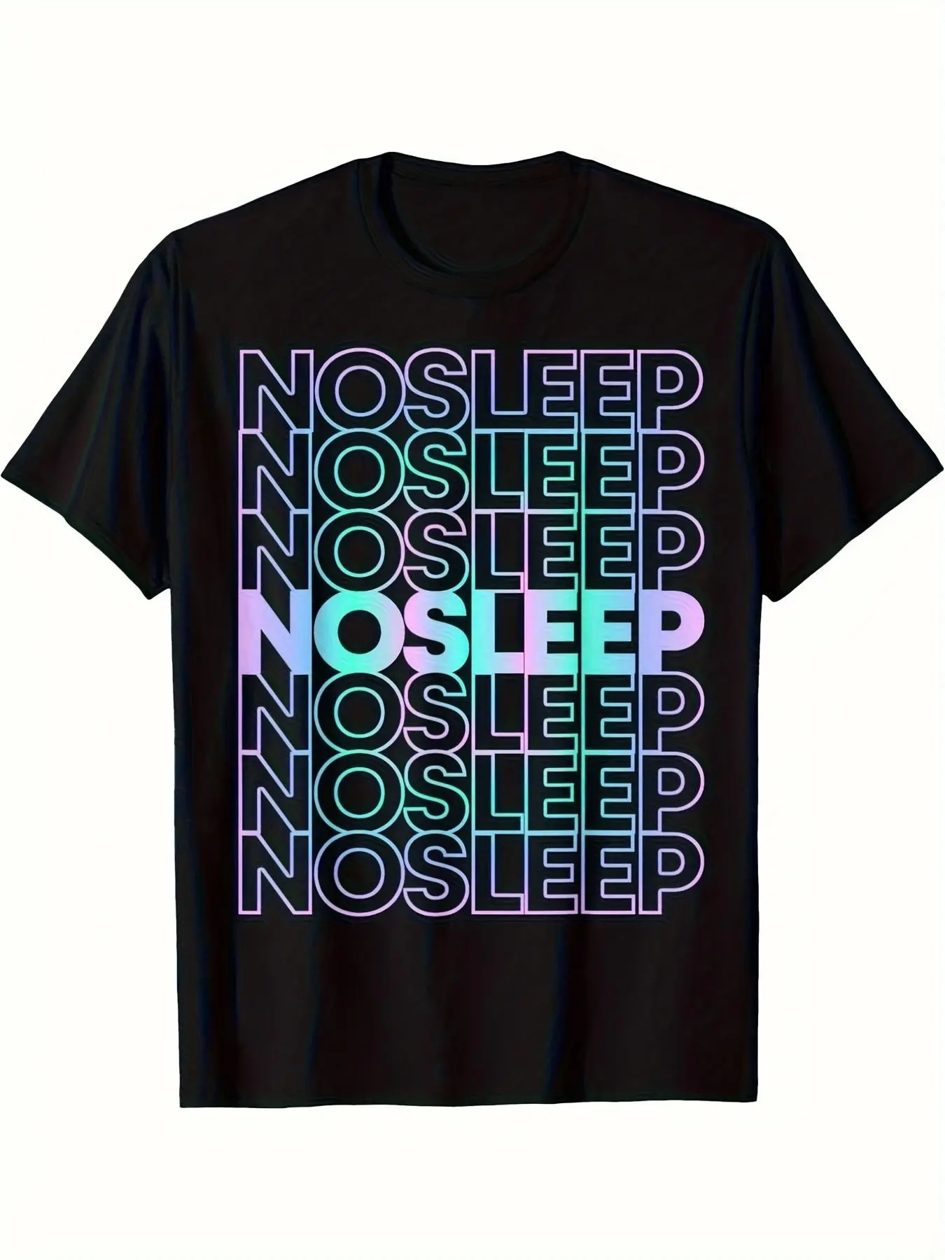Men's Black Rave Festival T-Shirt - No Sleep EDM Glow-Nightlife (Machine Washable) - Ideal Gift for DJs & Music Lovers, Graffiti Birthday Party, Music T Shirts For Men, Funny Saying Shirts, Small Items For Gifts, Music Shirts