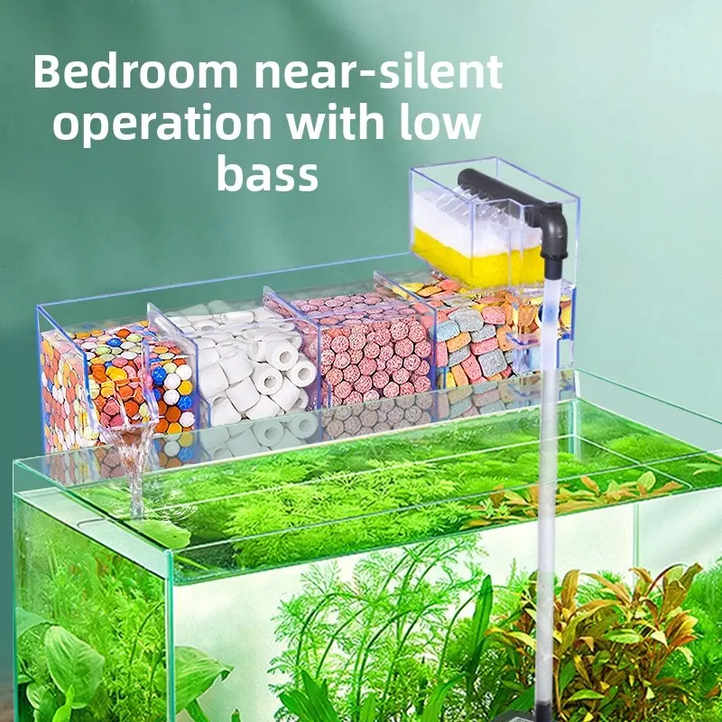 Aquarium Turtle Tank Wall-Mounted Filter Box, Dry-Wet Separation Recirculating Water Purifier, Three-In-One Drop Flow Filter, Aquarium Filters, Aquarium Accessories