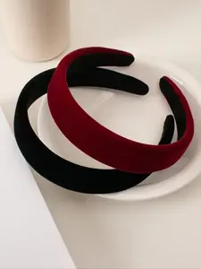 Elegant Vintage Velvet Hairbands, Wide Brim Solid Color Headband Set, High Quality Commuter Accessory, Headbands Women, Suitable for Daily Wear & Parties