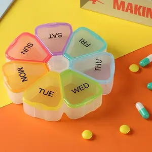 7-Day Weekly Pill Box, Portable 7-Grid Pill Organizer, Supplement Organizer, Medical Organizer, Pill Storage Box, Home Organizer for Pills, Medicines, Vitamins, Pill Holder