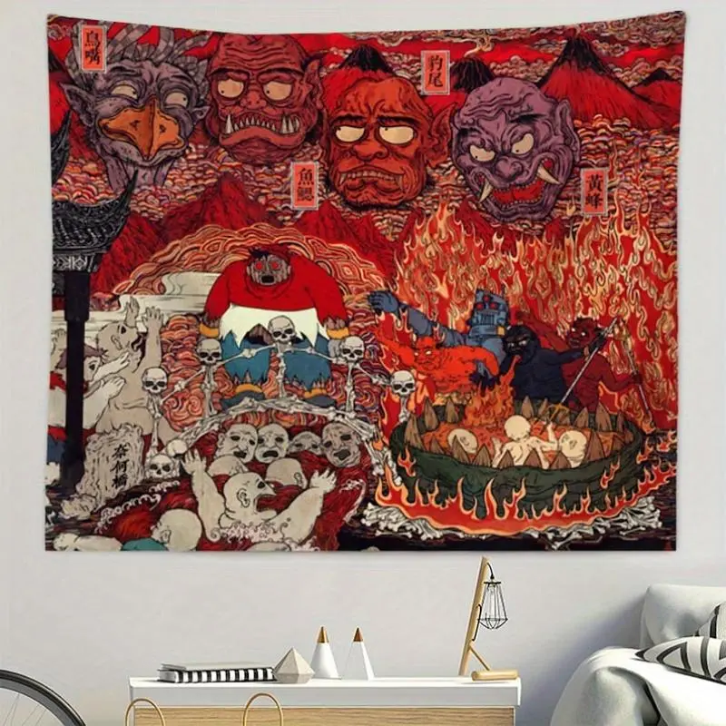 [Psychedelic Tapestry] Psychedelic Japanese Ukiyoe Wall Tapestry |         Cartoon Tapestry, Abstract Art Tapestries, Background Cloth, Bedroom Decor