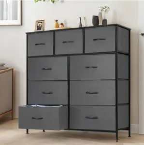 9-Drawer Fabric Dresser Storage Chest for Bedroom, Closet, Storage Furniture for Adults, Gray