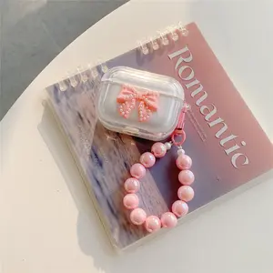 Cute Bowknot Design Earphone Case with Bracelet, Earphone Storage, Earphone Protective Cover, Protection, Earphone Accessories Compatible with AirPods 1 2 3 4 Pro, Headset, Earbuds, Headphone Accessories