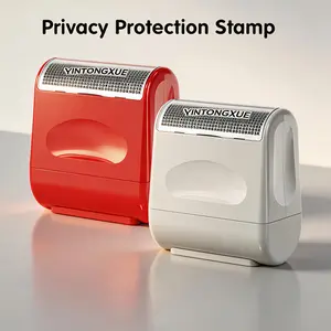 4 PACK or 2 PACK - Privacy Protection Security Roller Stamp - Address & Billing Info Blocker for Home Office Mailing Essentials 100m Long Lasting Roll Red White