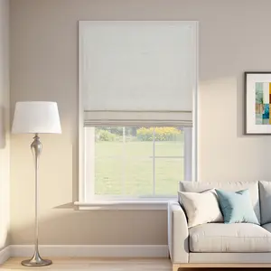 Modern Roman Shades for Windows - Cordless Room Darkening Linen Bliss Premium Linen Fabric | Shadisfy