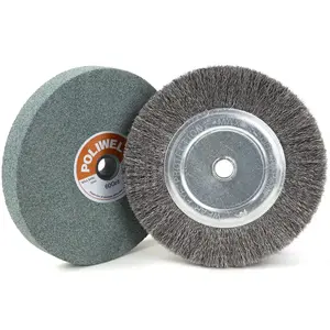 6 Inch 60 Grit Silicon Carbide Bench Grinding Wheel & Wire Wheel Brush with 1/2'' Arbor for Bench Grinder Cleaning Polishing Sharpening Drill Bits Blades Knives
