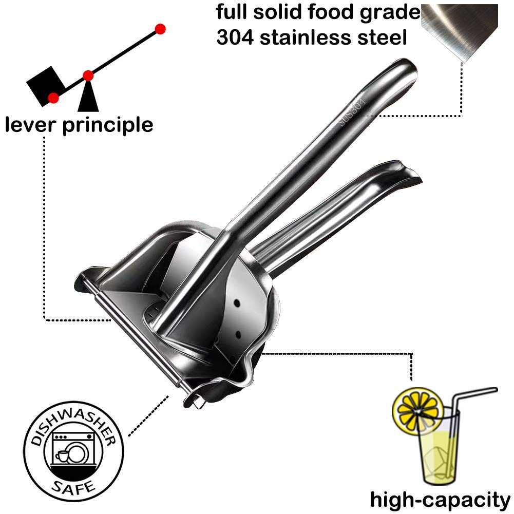 Real Stainless Steel Lemon Squeezer Citrus Juicer Hand Press Heavy Duty Manual Squeeze Juice Extractor Maker Orange Lime Grapefruit Presser