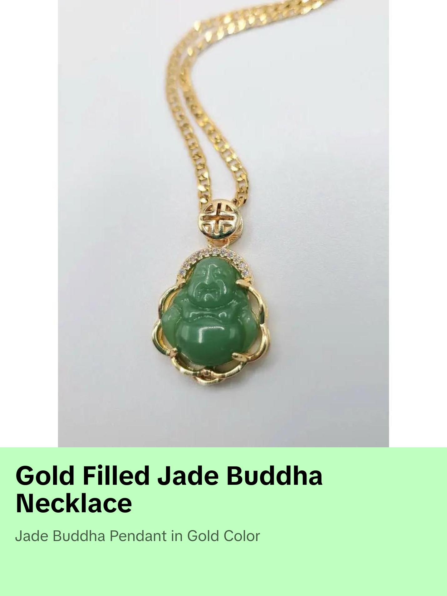 Jade Buddha pendant necklace green
