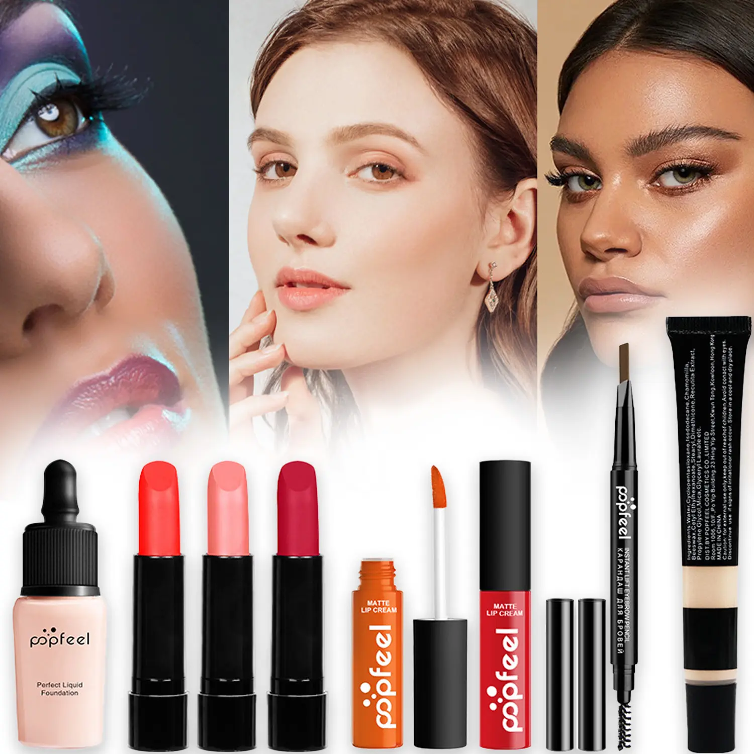 8 pcs Complete Makeup Kit - All-in-One Makeup Full Face Essentials , Lip Gloss & Eyebrow Pencil Travel Friendly Cosmetic Set Perfect Gift for Teens Beginners Women Lipstick Set Glossy Concealer Lip Balm, Lip Liners