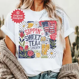 RTS SIPPIN SWEET TEA AND LIBERTY DTF DIRECT TO FILM transfers ADULT 10X12  20-N