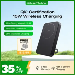 ECOFLOW Rapid Mag Power Bank 10,000mAh, Qi2 Certified 15W Wireless Charging, 0.6'' Ultra-Slim Magnetic Portable Charger, Fast Charging Magnetic Battery for iPhone 17/16/15/14/13/12, Galaxy, Google,
