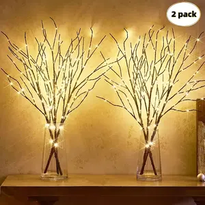 This Is a Highly Suggested Set of Two LED Lights Designed to Resemble Tree Branches. They Are Powered by Batteries, Each Containing 20 Leds. These Decorative Lights, Which Can Be Placed in a Vase